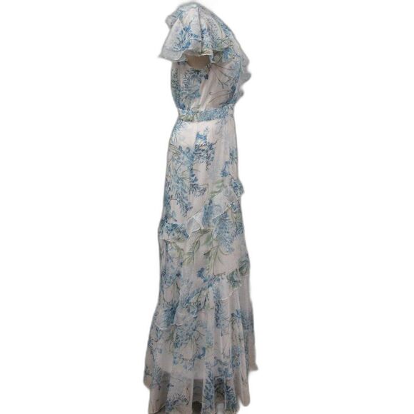 ALEX MARIE Lillian Floral Print Maxi Gown Dress Womens 6 Cap‎ Flutter Sleeve NWT - Picture 6 of 15